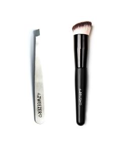 Combideal The Tweezer Slant Silver + The Brush Kabuki Buffer Brush